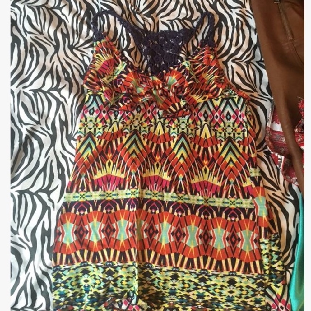 Aztec print ruffle top